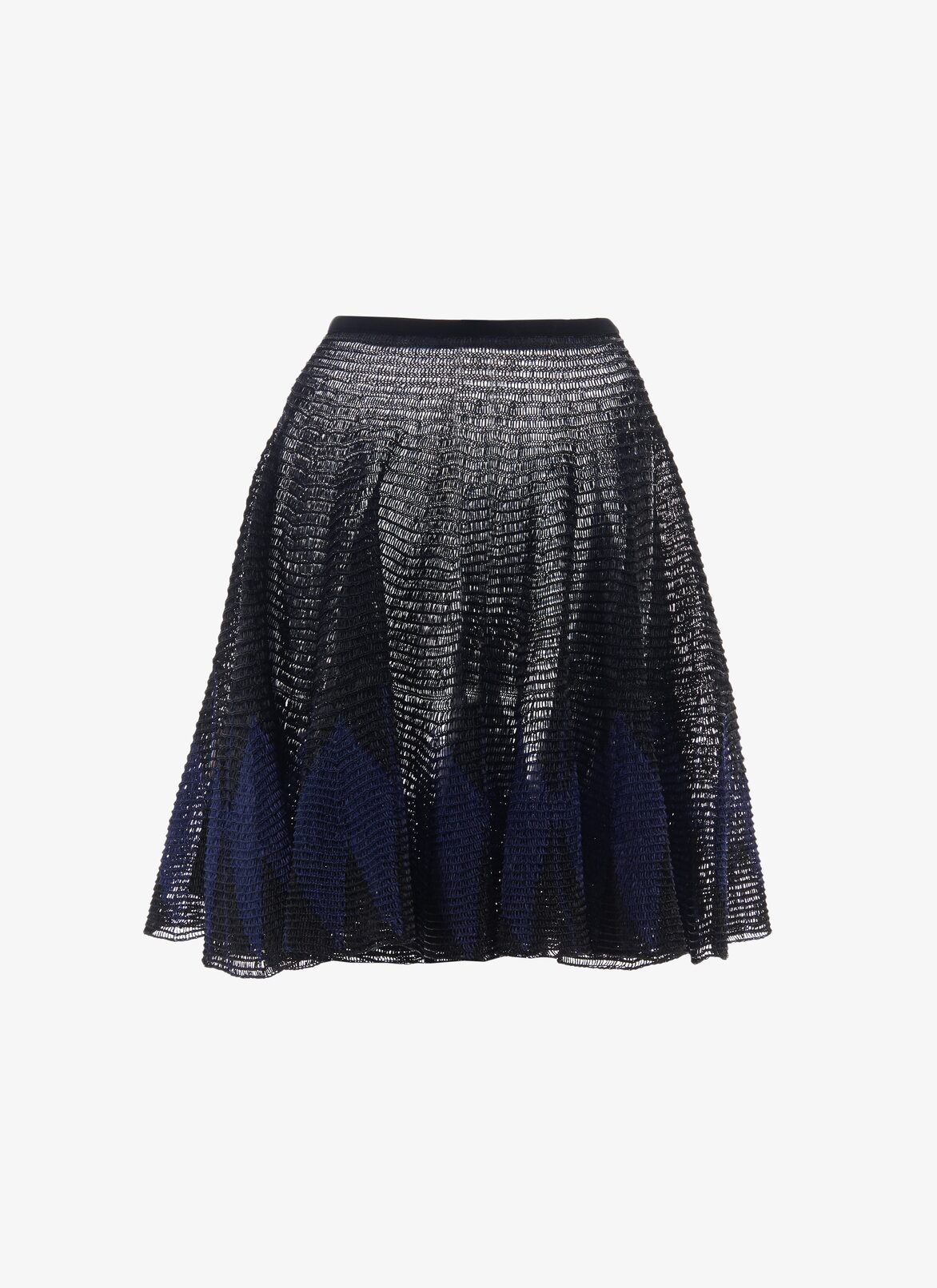Flared Raffia-Effect Skirt ALAÏA BLACK/BLUE FLARED RAFFIA-EFFECT SKIRT
